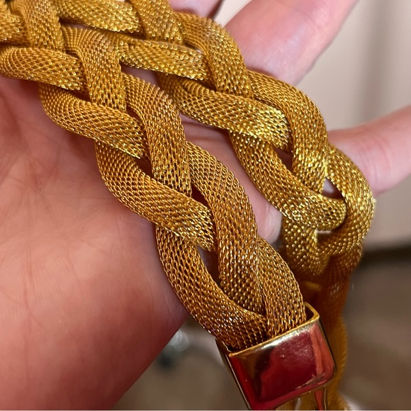 Vintage 80 90 Retro Thick Wide Mobwife Maximalism Gold Chocker Necklace - Picture 7 of 15